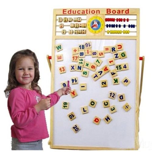 BẢNG HỌC NAM CHÂM CHO BÉ -bảng nghép nam châm cho bé -Bảng gỗ 2 mặt thông minh kèm bộ chữ và số nam châm