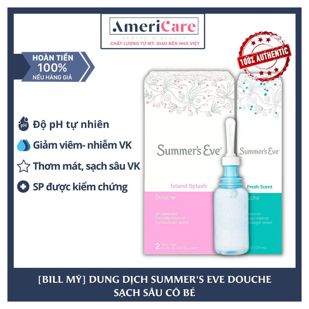 Dung dịch vệ sinh sạch sâu phụ khoa summer's eve douche extra cleansing che tên khi giao