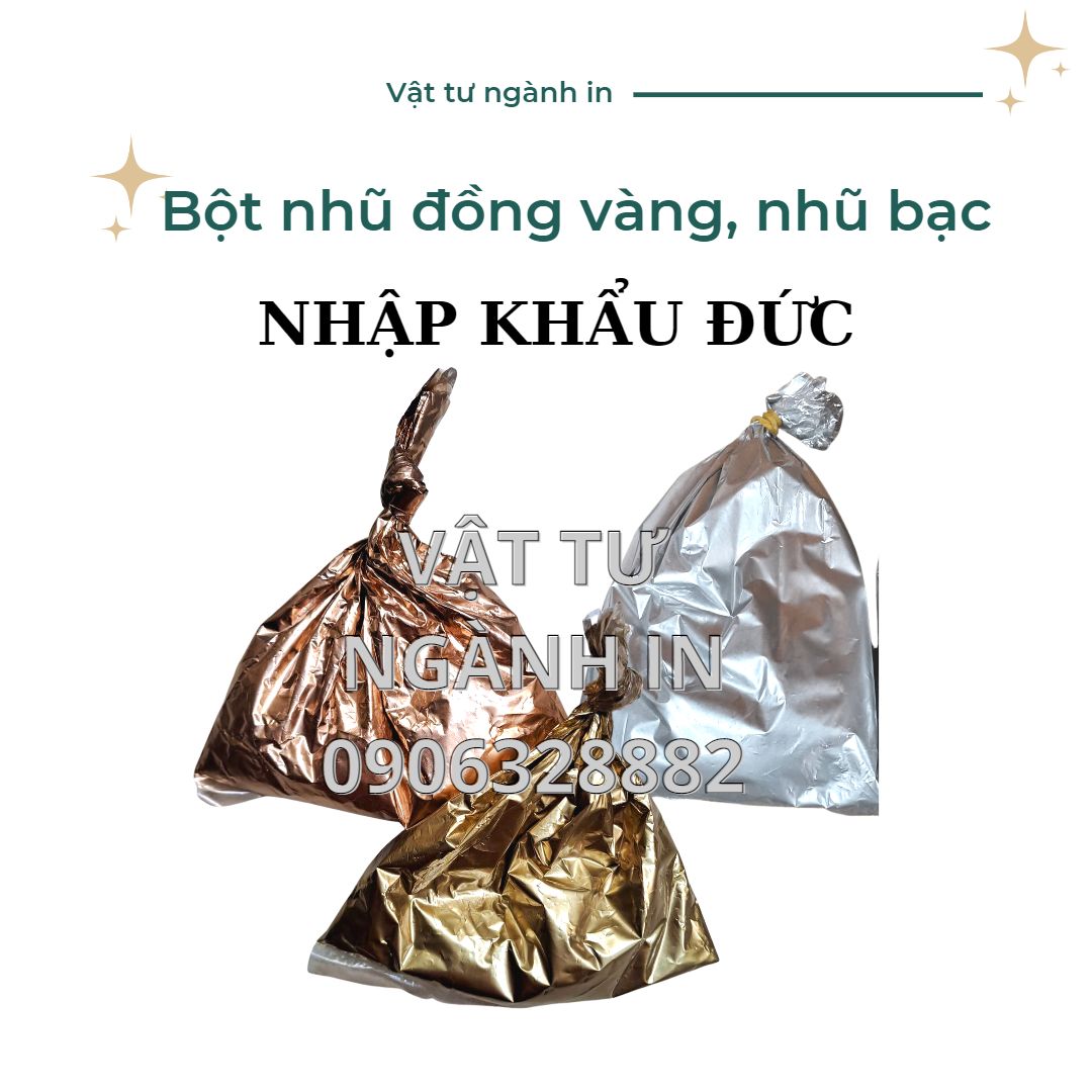Bột nhũ đồng vàng, nhũ đồng bạc nhập khẩu Đức dùng pha sơn, in lụa , hội họa gói 100 gram