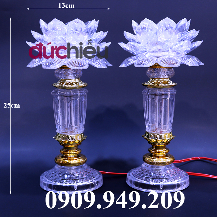 Bộ 2 đèn thờ cúng hoa sen đổi nhiều màu loại cao, đèn hoa sen để bàn thờ trang trí tết – Đức Hiếu Shop