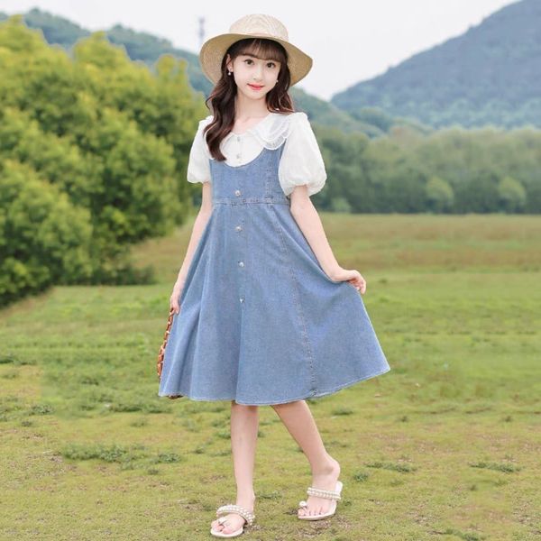 Siêu rẻ- quần áo trẻ em- đầm jean phối áo tay phồng