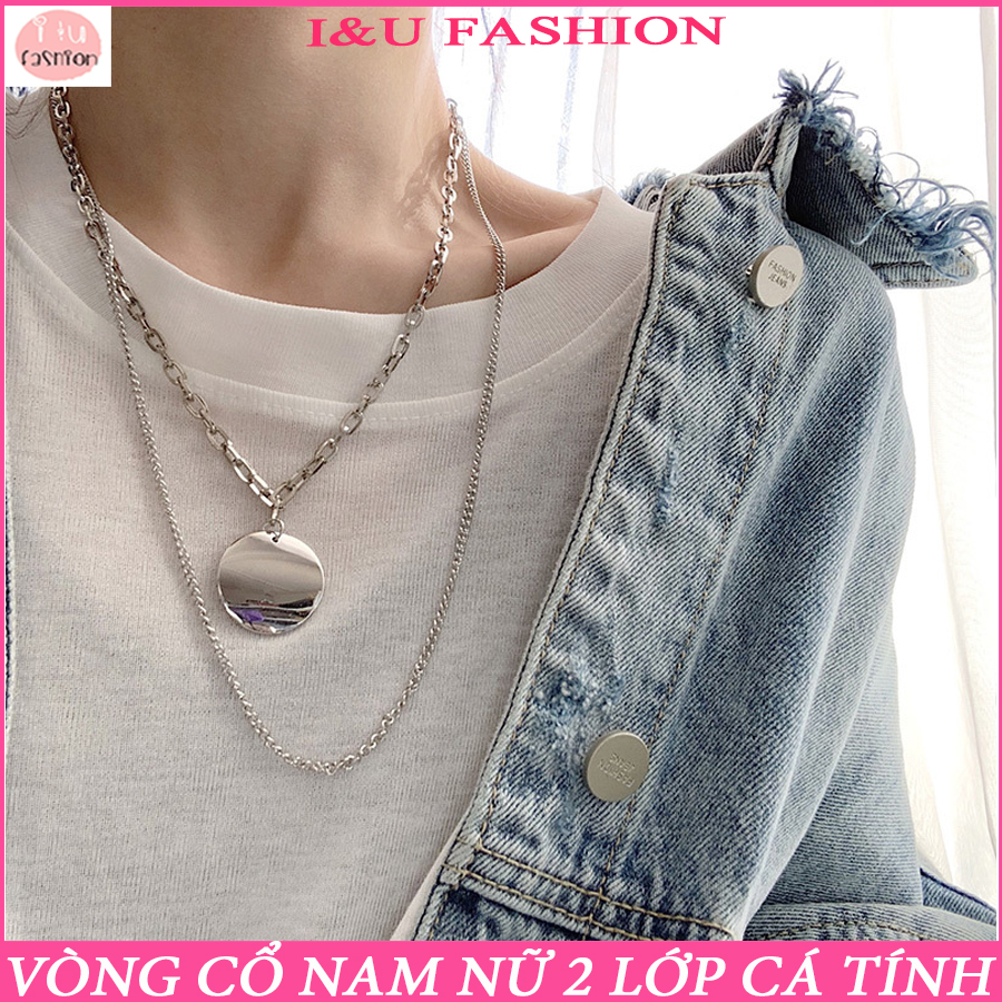 Vòng cổ , dây chuyền UNISEX Nam Nữ 2 lớp độc đáo cá tính chất liệu kim loại màu bạc mang đậm phong cách thời trang trẻ trung hiện đại VC-41