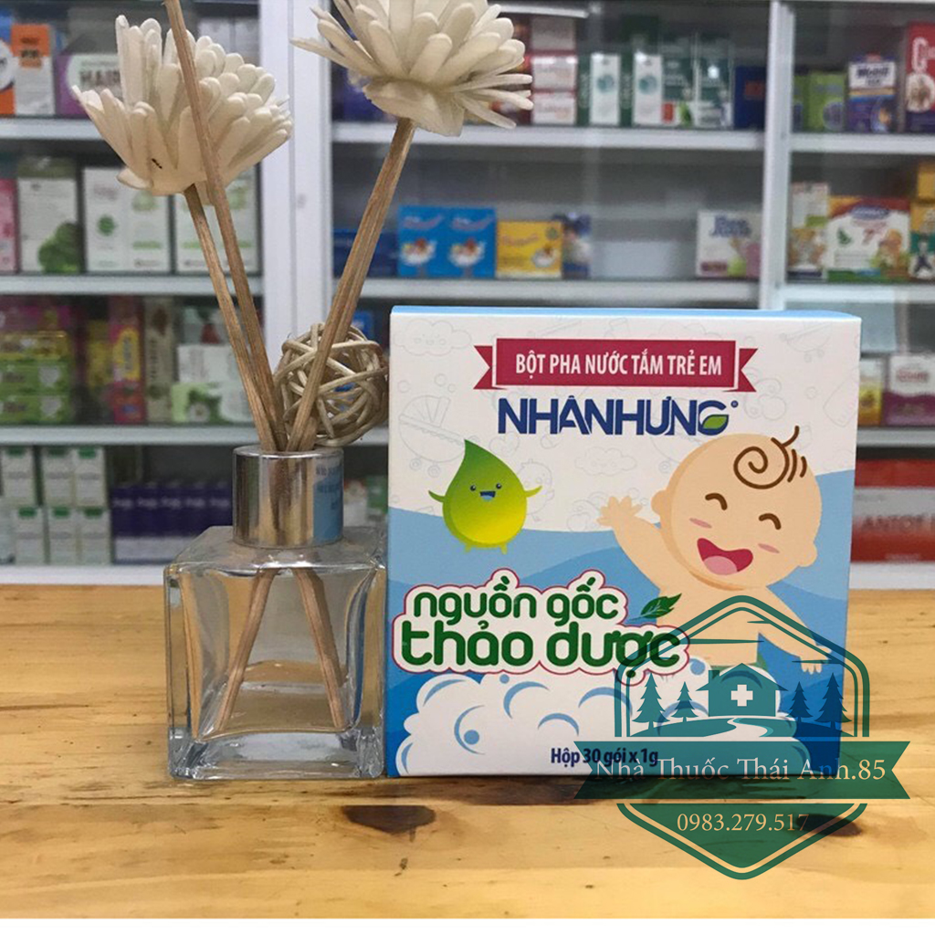 Bột Tắm Nhân Hưng - Bột Pha Nước Tắm Thảo Dược Giúp Bé Sạch Da, Kháng Khuẩn, Ngừa Rôm Sảy, Hỗ Trợ Điều Trị Các Bệnh Ngoài Da Hộp 30 Gói