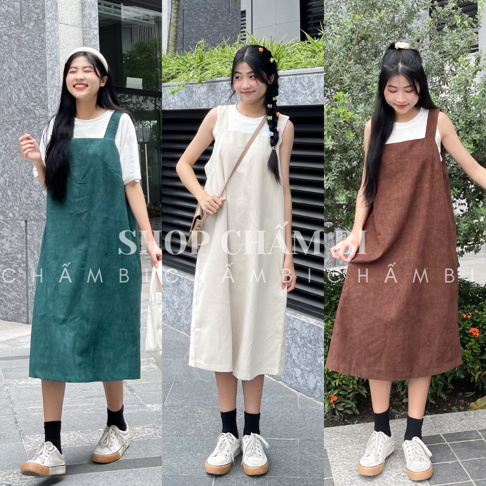 15 Mẫu váy yếm suông dài qua gối đẹp chuẩn Hàn Quốc  Phong cách
