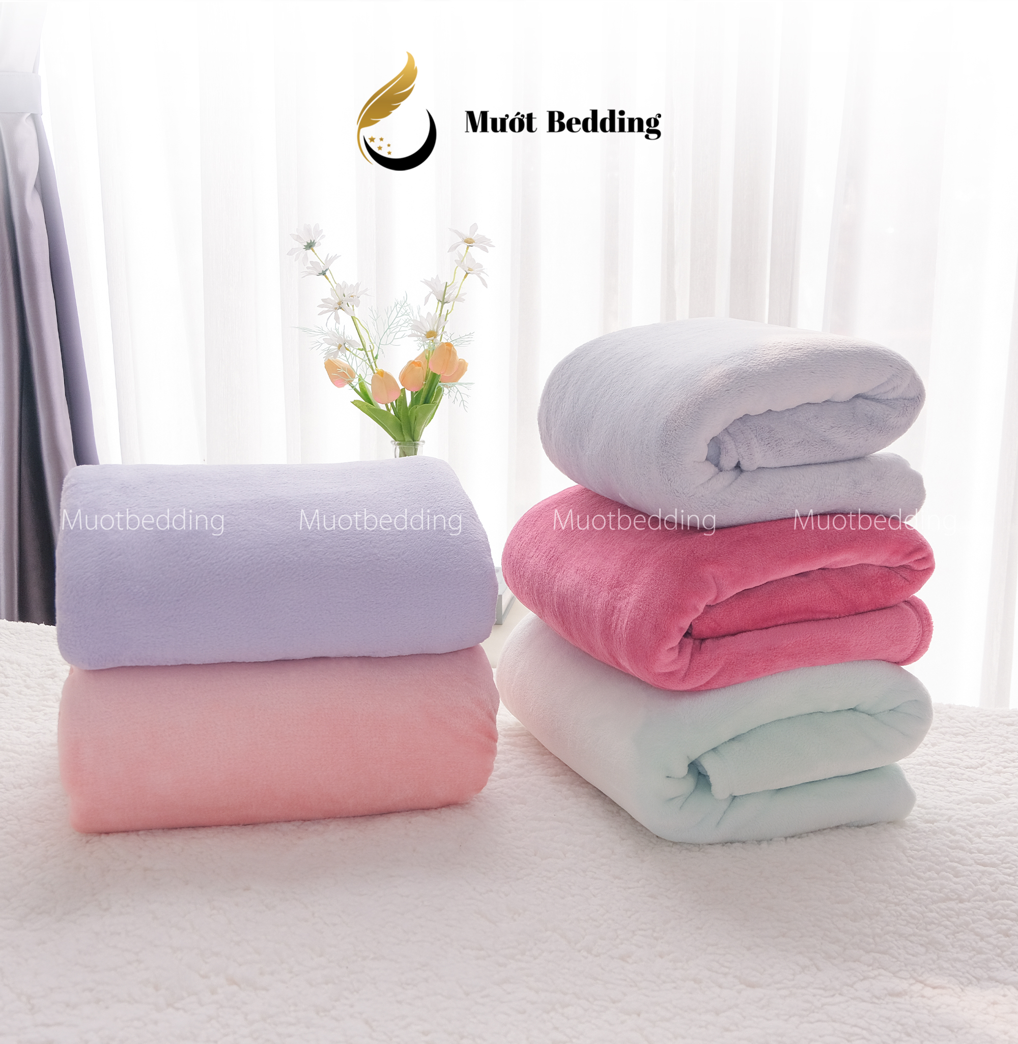 Chăn mền lông tuyết trơn màu, mịn mướt Size 1m6-1m8_mỏng, nhẹ từ 650gram Chăn ga gối đệm văn phòng, gia đình, du lịch