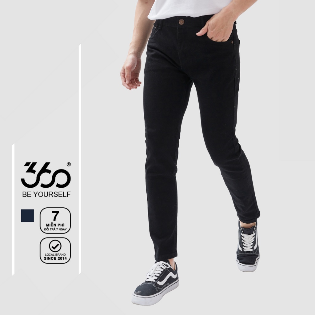 Quần jean nam đen dáng slimfit thương hiệu 360 BOUTIQUE quần bò trơn - QJDOL008