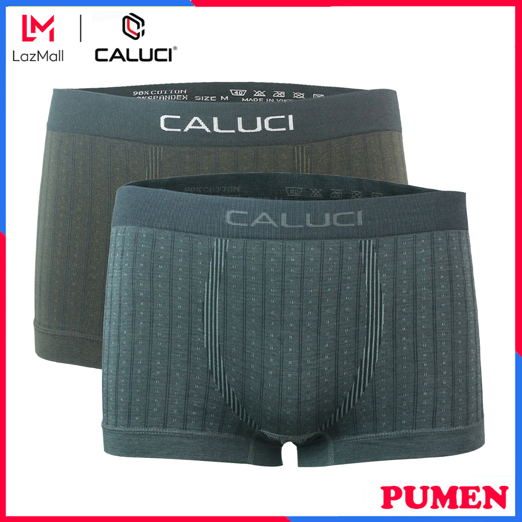 Combo 2 quần sịp đùi nam cao cấp caluci ca02, quần lót nam cotton mềm mại, thoáng mát - pumen