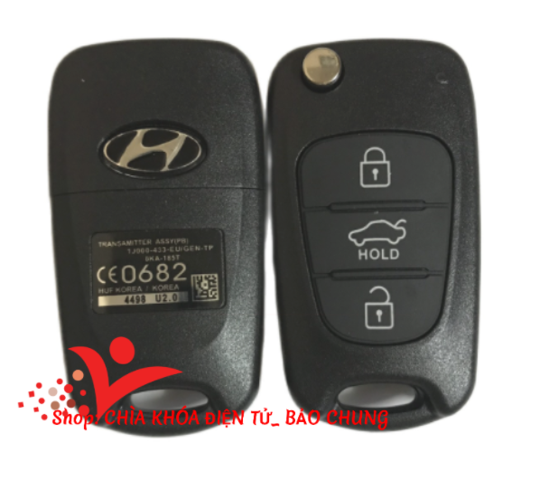 Vỏ chìa khóa Huyndai 3 nút gập cắm lỗ, i20, accent, i10 Ân Độ, elantra