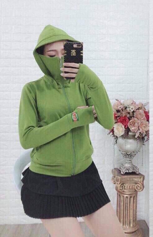 [HCM]Áo khoác chống nắng  Xỏ ngón có khoá kéo che mặt thay khẩu trang 3trong1.