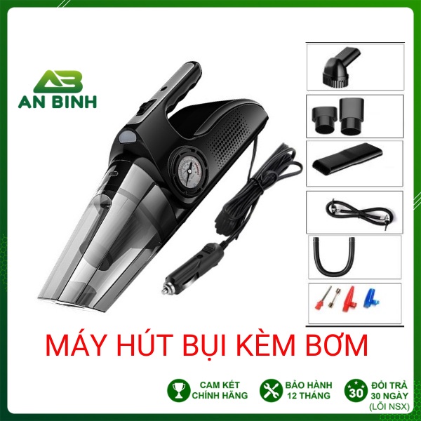 Máy Hút Bụi Kiêm Bơm Lốp Ô Tô DC12V 4 in 1 – Hút Bụi, Bơm Lốp Ô Tô, Đèn Chiếu Sáng, Đo Áp Suất Lốp