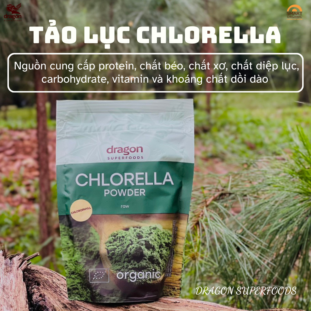 Bột tảo lục Chlorella hữu cơ Dragon Superfoods 200Gr