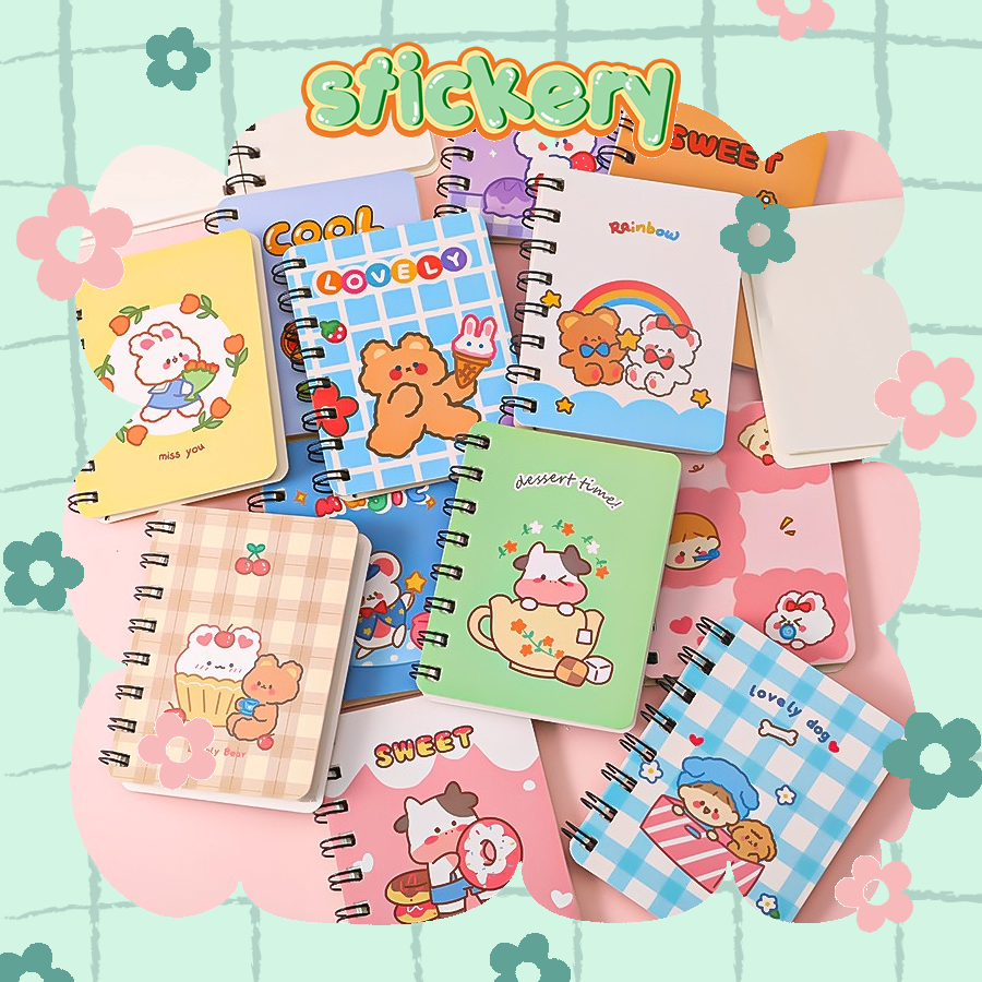 Giao ngẫu nhiên - sổ tay lò xo mini hoạt hình - bìa cứng tiện lợi - stickery