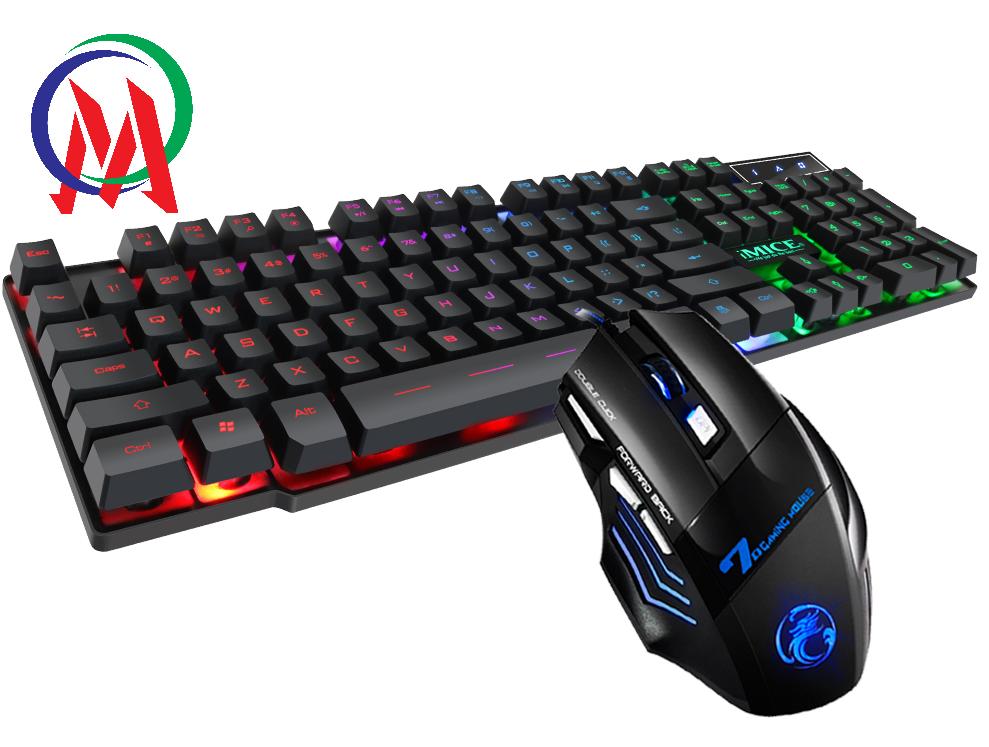 Bộ bàn phím và chuột phòng game - combo chuột + bàn phím imice an-300 giả cơ full led- kích thước sản phẩm: bàn phím; chuột 44230mm: 13040mm thời gian giao hàng nhanh 1-3 ngày