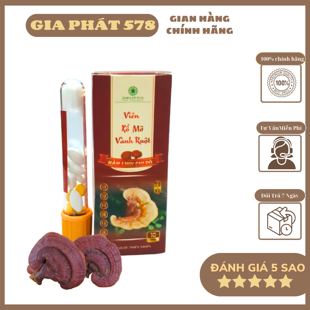 Viên xổ mỡ vành ruột nấm linh chi đỏ - hộp 10 viên -từ thiên nhiên