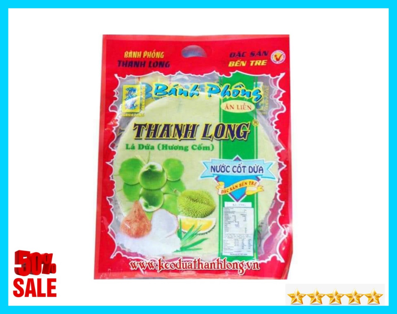 Túi 10 bánh phồng sữa cốt dừa sầu riêng thanh long bến tre- đặc sản bến tre shop