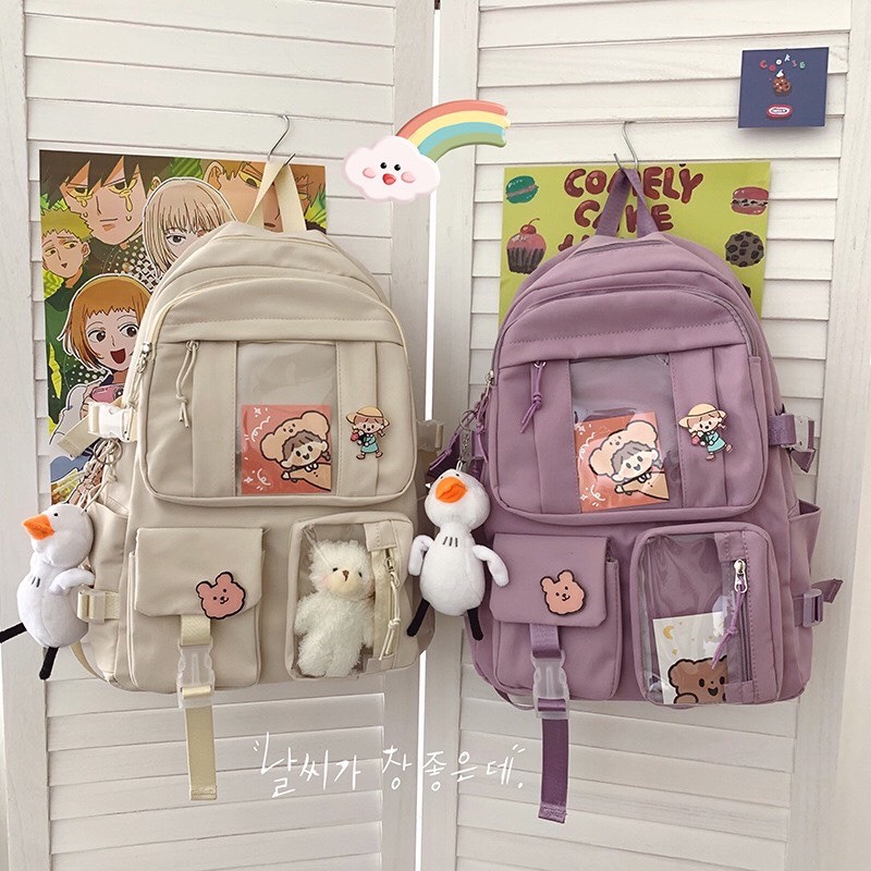 ( TẶNG 1 STICKER) Balo ulzzang đi học, balo nam nữ đi học thời trang, balo trong suốt