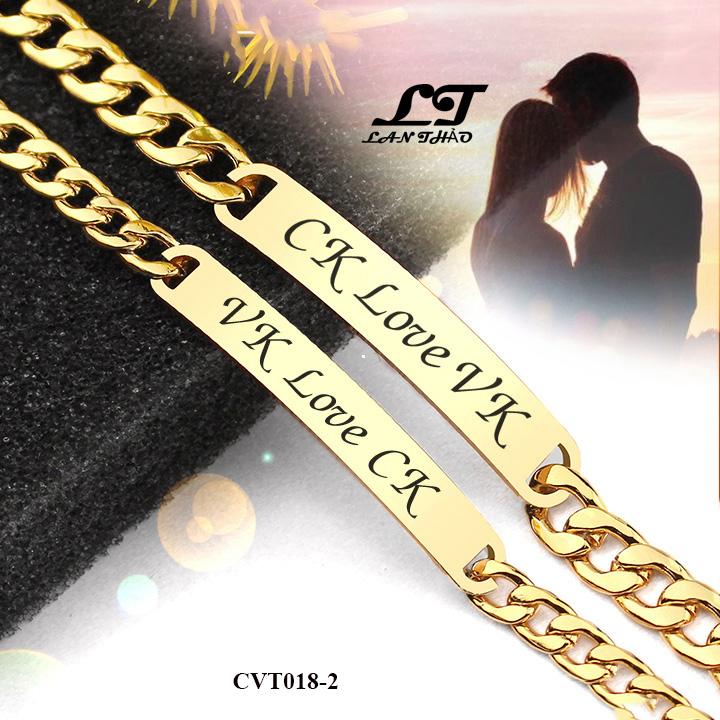 Lắc tay cặp đôi inox ck/vk love vk/ck k đen k gỉ sét cvt018