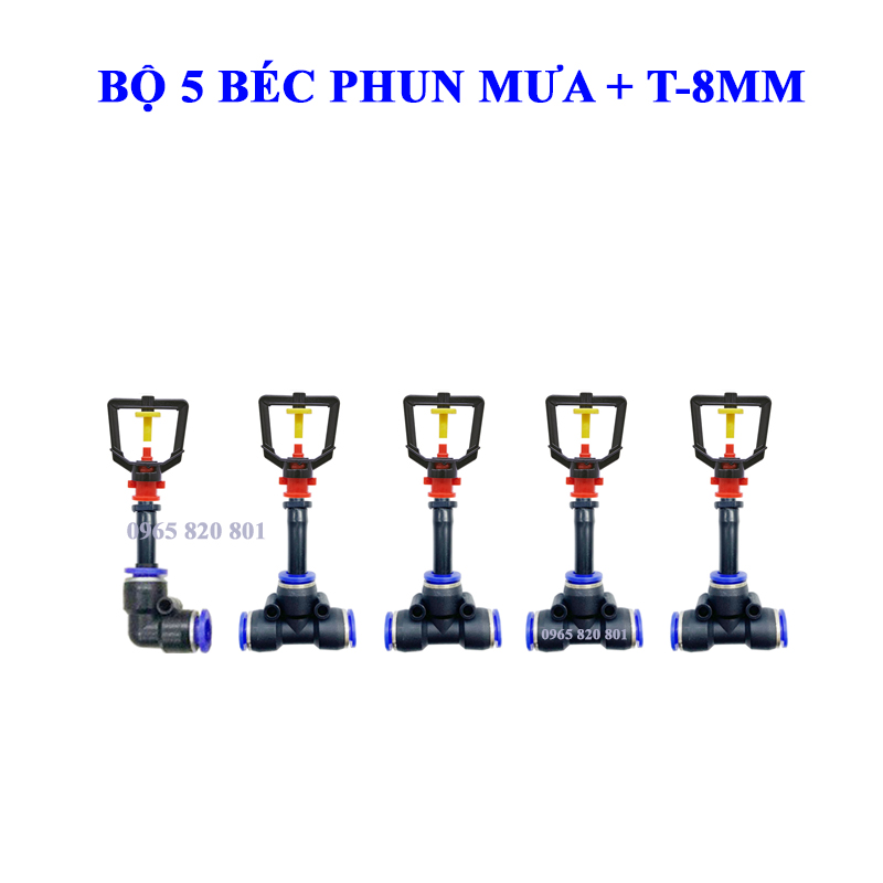Bộ 5 béc phun mưa hạt nhỏ kèm t8mm(gồm một béc cuối)