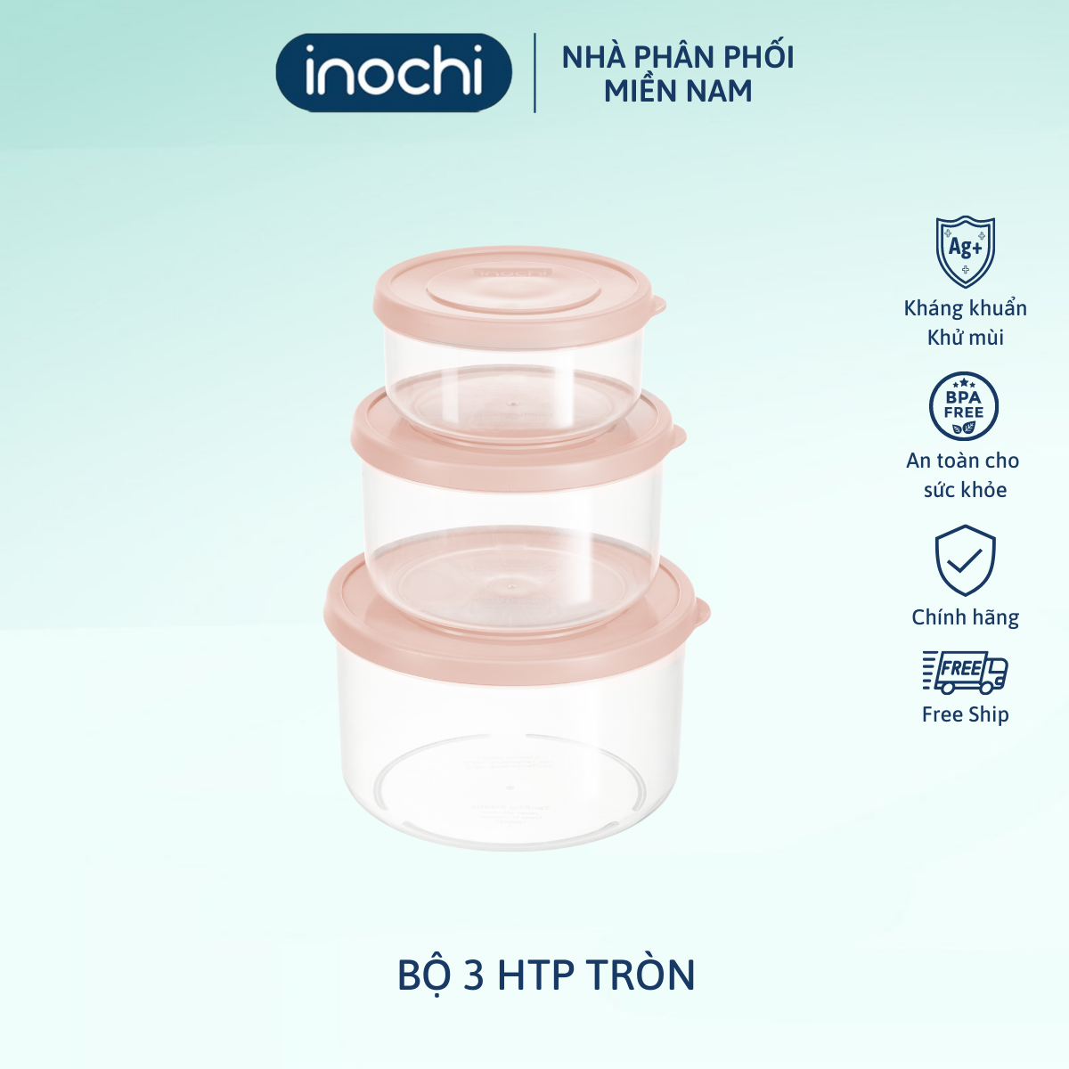 Bộ 3 hộp thực phẩm tròn hokkaido 750-1500-2500ml - giao màu ngẫu nhiên