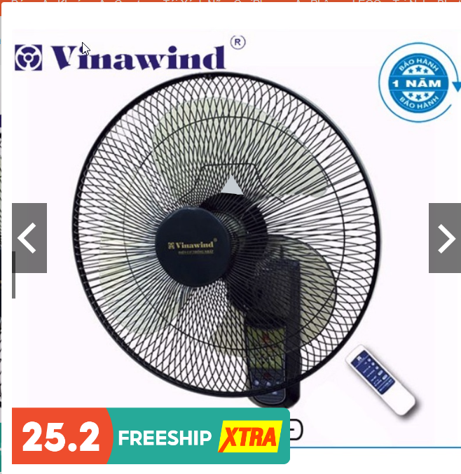 Quạt treo tường có điều khiển vinawind qtt400x-hd sải cánh 400 - điện cơ thống nhất