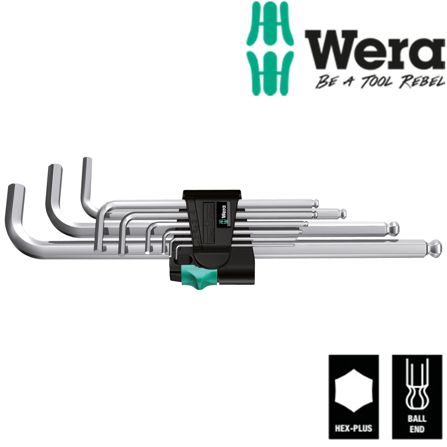 Bộ lục giác đầu bi 950/9 Hex-Plus 1 SB L-key, 9 cái, Wera 05073391001