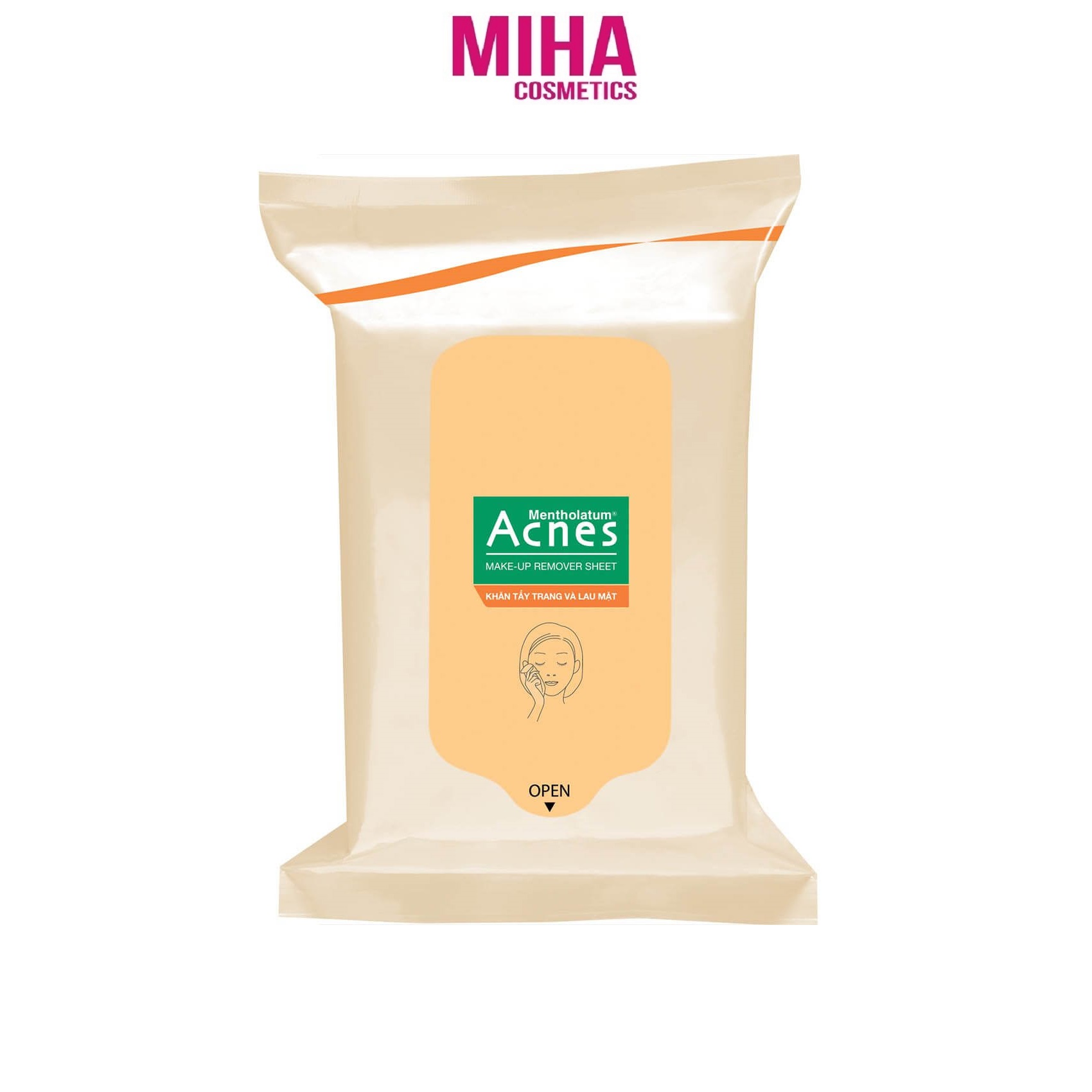 Hộp 20 miếng khăn giấy tẩy trang acnes rohto make up remover sheet