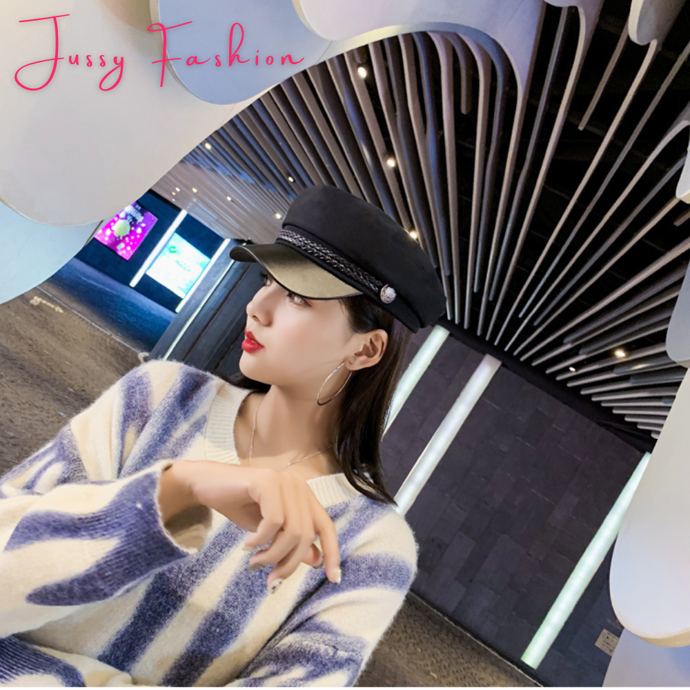 Nón thủy thủ nữ mũ nồi mỏ da thời trang beret phong cách retro hàn quốc