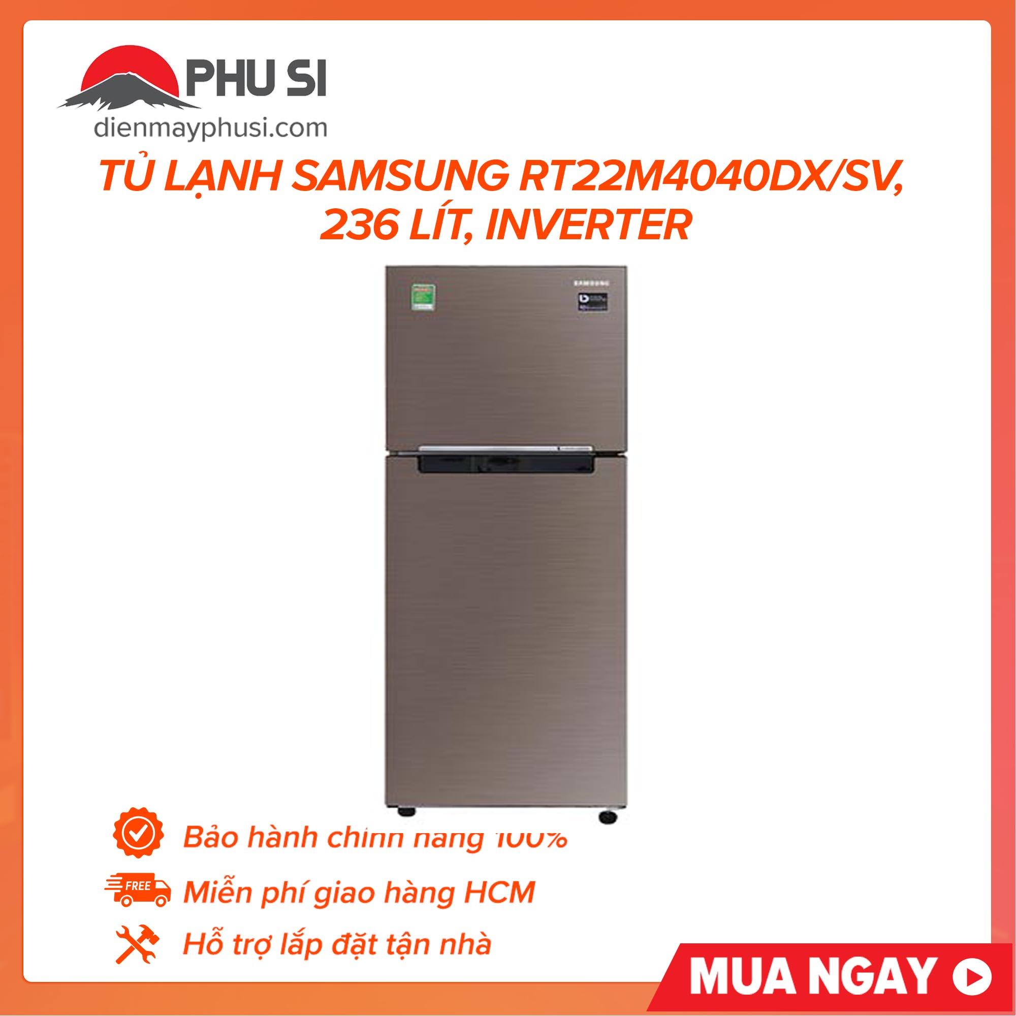 Trả góp 0% - bảo hành 1 năm - tủ lạnh samsung rt22m4040dx/sv 236 lít inverter