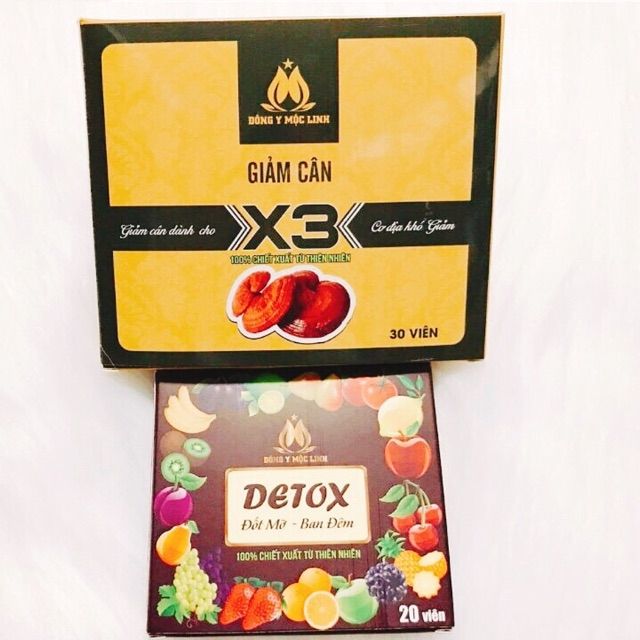 [HCM]giảm cân x3 mộc linh tặng 20v detox