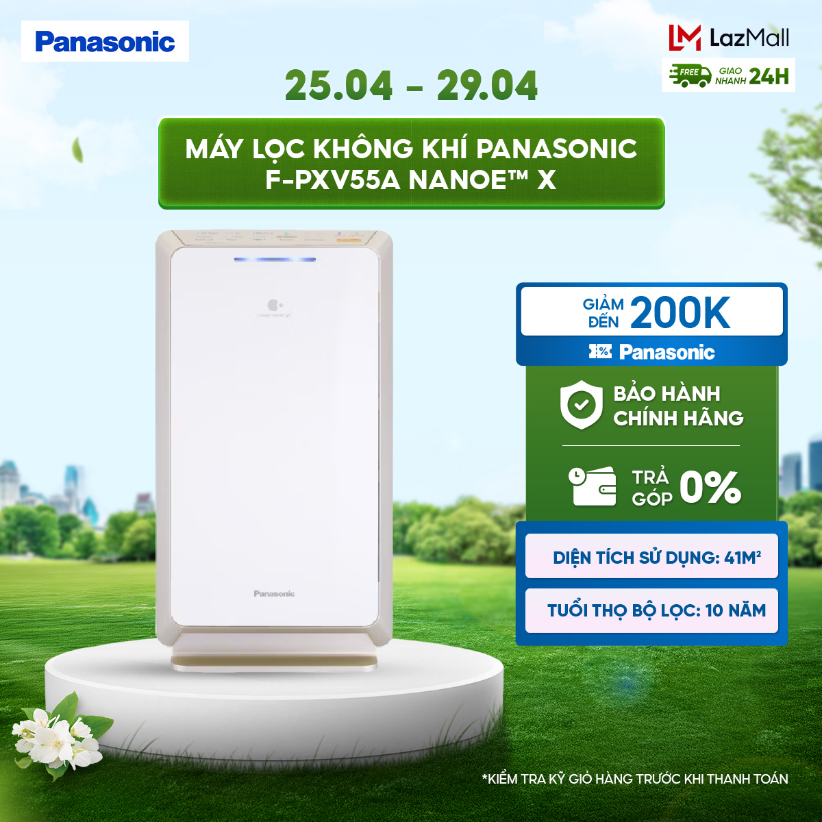 Máy lọc không khí Panasonic F-PXV55A nanoe™ X - Bộ lọc HEPA - Hàng chính hãng