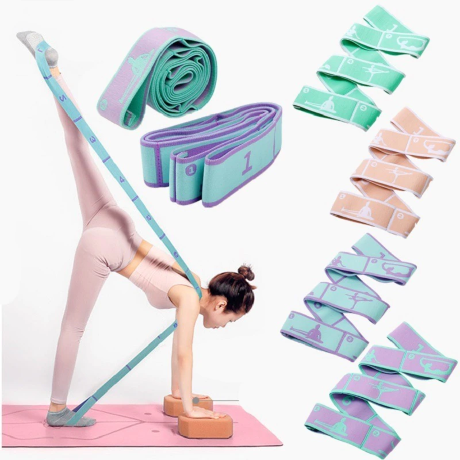Dây tập YOGA Elecstic Band , Yoga Stretch Belt- Dây miniband hỗ trợ các bài tập thể dục tại nhà (Màu Ngẫu Nhiên )