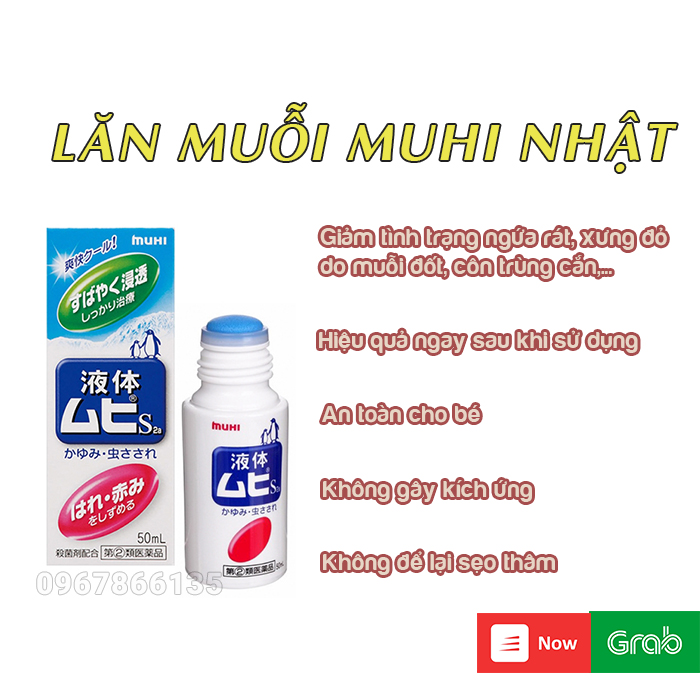 Lăn bôi muỗi đốt và côn trùng cắn Muhi Nhật Bản 50ml