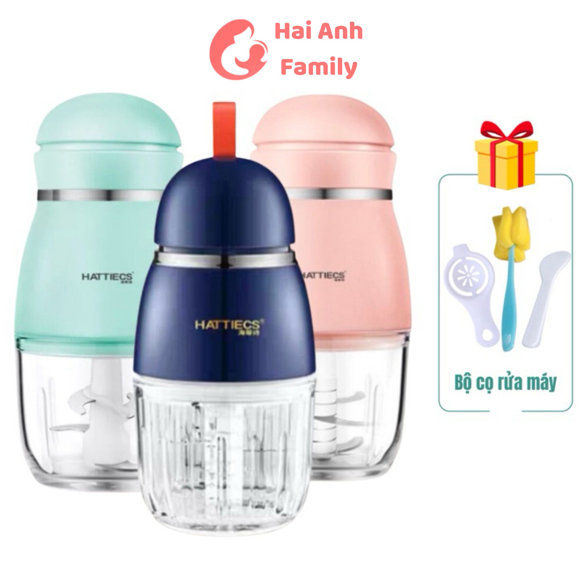 HATTIECS Máy xay đa năng 6/8 lưỡi  cối 0.3L bảo hành 18 tháng cam kết chính hãng