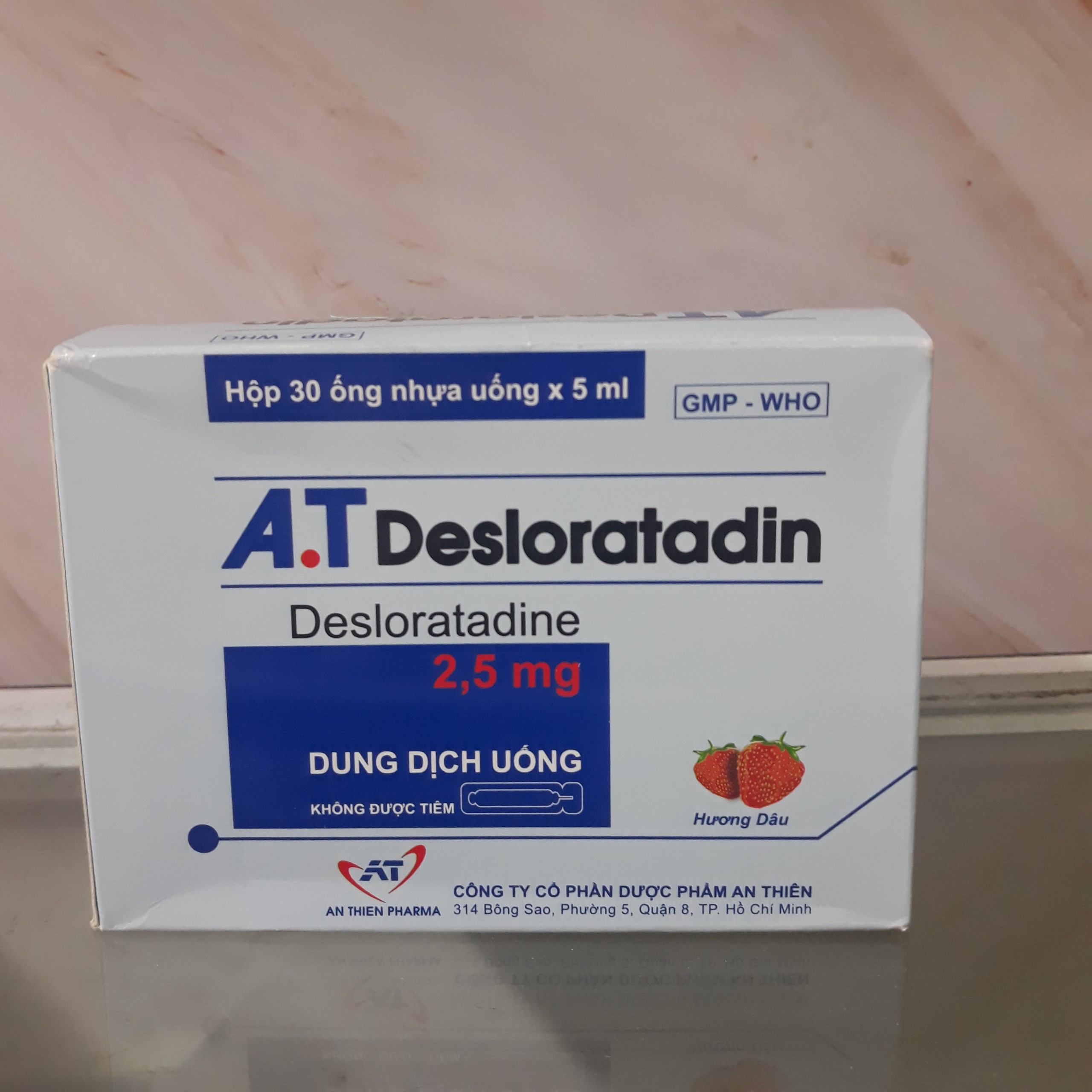 A.T Desloratadin hỗ trợ giảm tiết sổ mũi ,nghẹt mũi ,mẩn ngứa hộp 30 ống