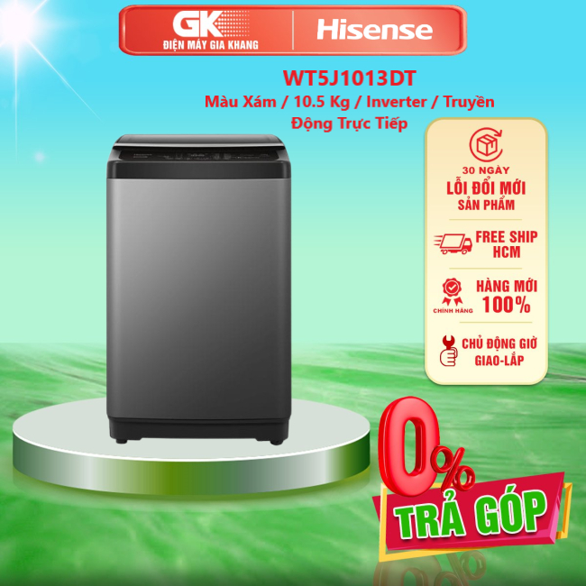 Máy giặt Hisense Inverter WT5J1013DT 10.5 kg Cửa trên Xám titan