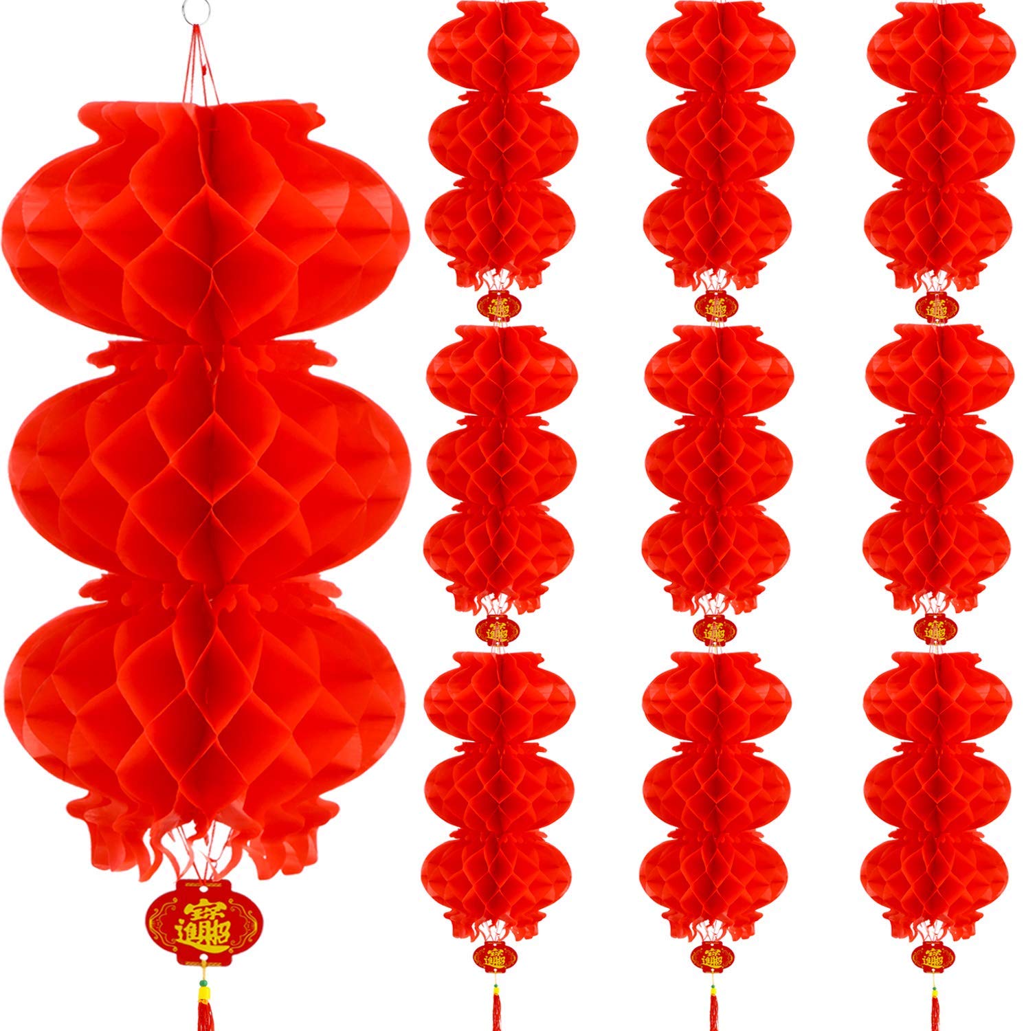 10 dây 30 cái Đèn lồng nhựa đỏ Tết Nguyên đán Treo đèn lồng cho Tết Nguyên đán Lễ hội mùa xuân Lễ hội đèn lồng Đồ dùng hoặc đồ trang trí