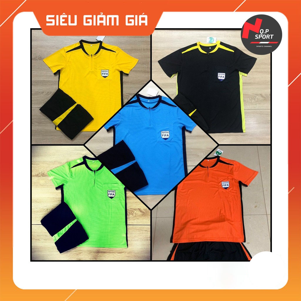 Bộ Quần Áo Trọng Tài Dài Tay Đá Bóng Chất Vải Mè Mềm Mại Và Thoáng Mát Cao Cấp