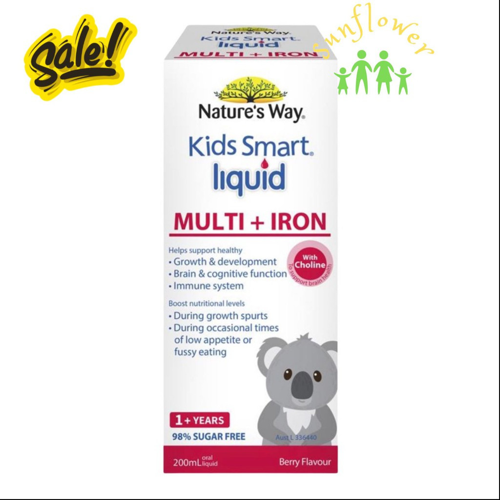 Siro bổ sung sắt và vitamin cho bé Kids Smart Liquid Multi + Iron 200ml của Úc