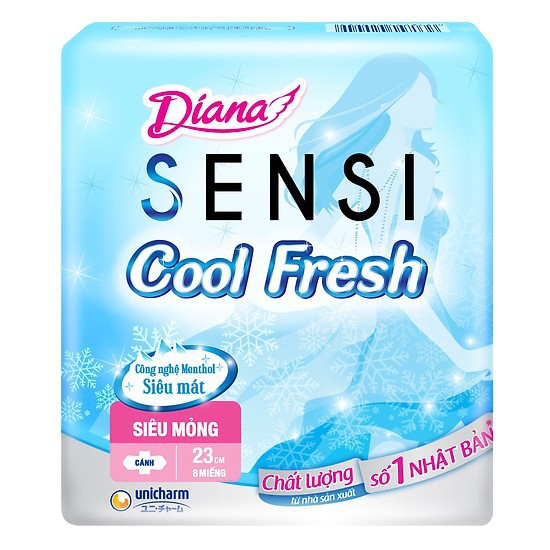 [HCM](Giá Thùng) Bvs Diana Sensi Cool Fresh (Gói 8 Miếng) (KHÔNG Cánh)