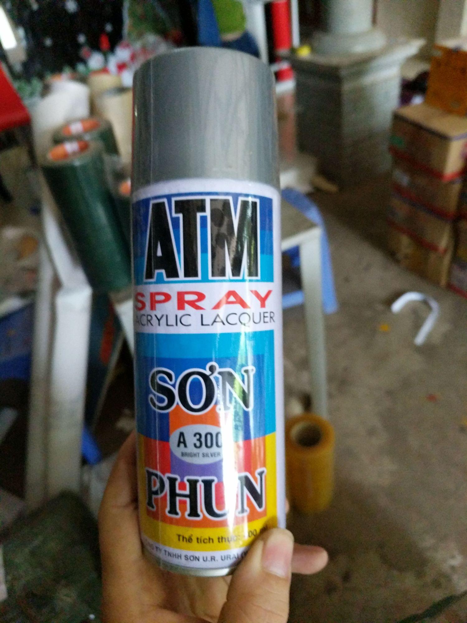 Sơn Xịt màu pha sẵn ATM A300 400ml màu nhũ bạc (bright silver).