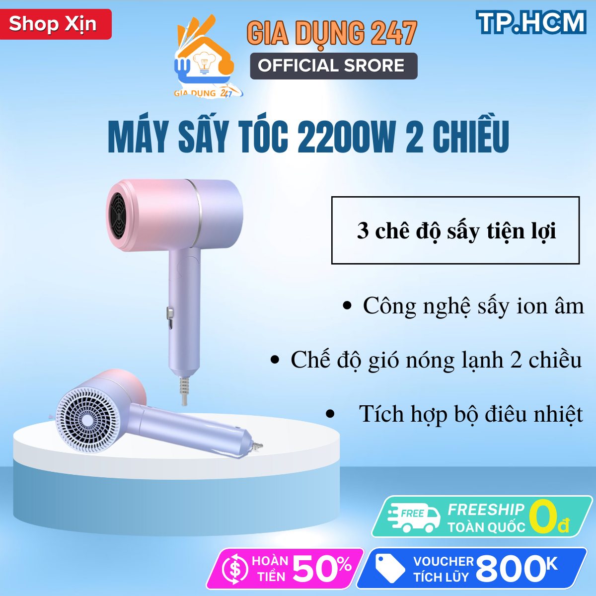 Máy sấy tóc mini gấp gọn hair dryer 2 chế độ sấy, công suất lớn 2200w, 3 chế độ chăm sóc và tạo kiểu chuẩn salon,máy sấy tóc tạo kiểu công suất lớn 2200w 2 chiều nóng lạnh - hàng nội địa,máy sấy tóc tạo kiểu 2 chiều hair d
