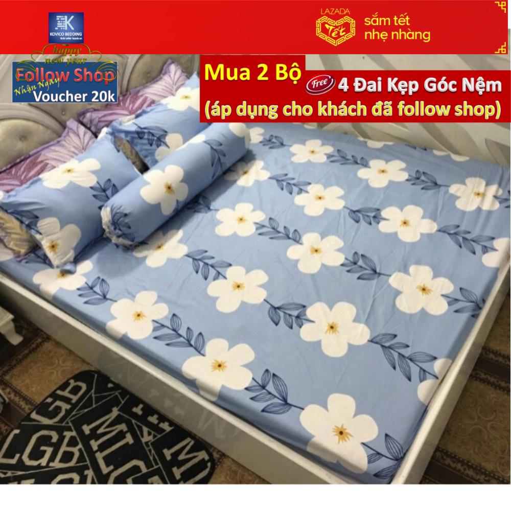 Bộ ga - gối- gối ôm poly kovico hoa mai 1m6x2m