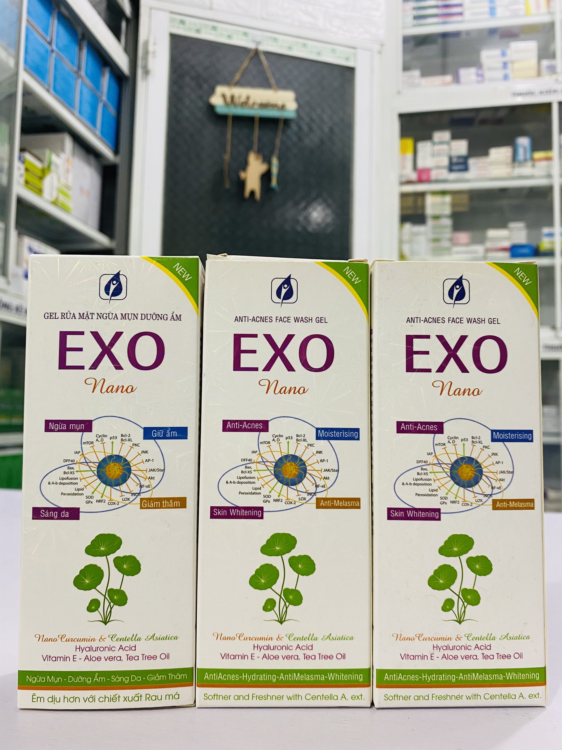 Gel rửa mặt ngừa mụn dưỡng ẩm, sữa rửa mặt Exo Nano chiết xuất Nano Curcumin từ Nghệ giúp làm sáng da
