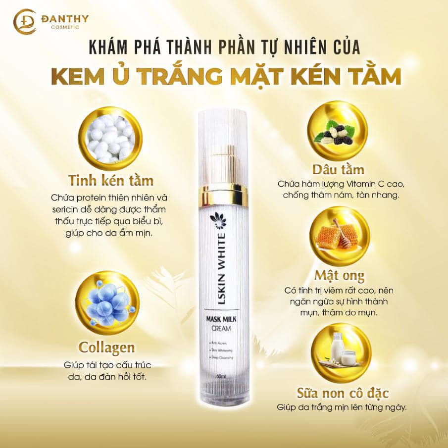 Ủ trắng kén tằm chính hãng đan thy dưỡng da căng bóng