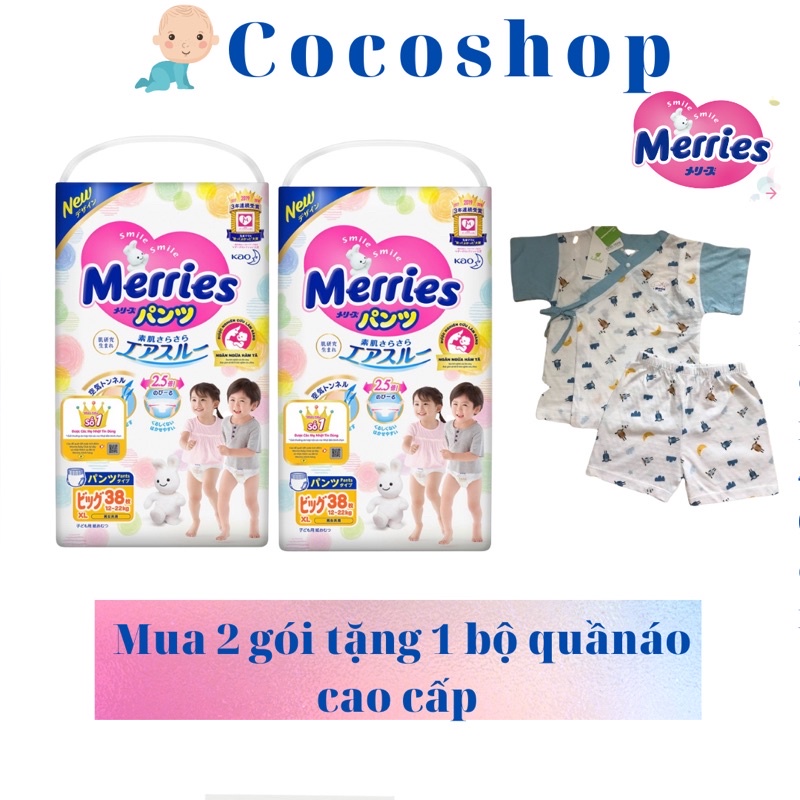 Combo 2 gói tã bỉm merries nhật các size nb90/ s82/m58/ l44/ xl38/ xxl26