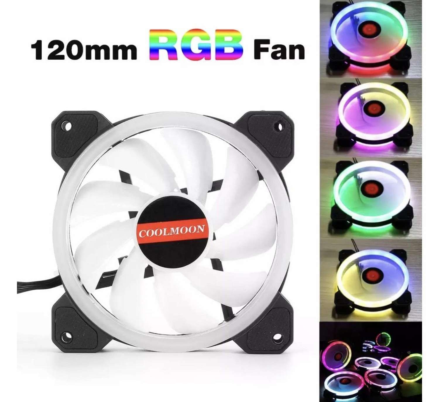  Fan led rgb quạt tản nhiệt 12 cm  Coolmoon 2018  1 cái  chạy đồng bộ hub 