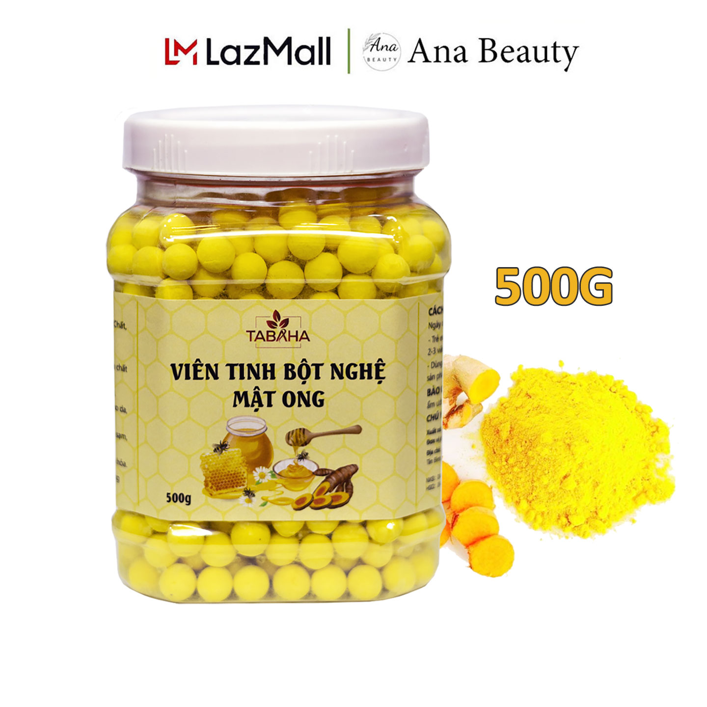 Viên tinh nghệ sữa ong chúa Tabaha 500g từ tinh bột nghệ mật ong - Tốt dạ dày - Phụ nữ sau sinh đẹp da