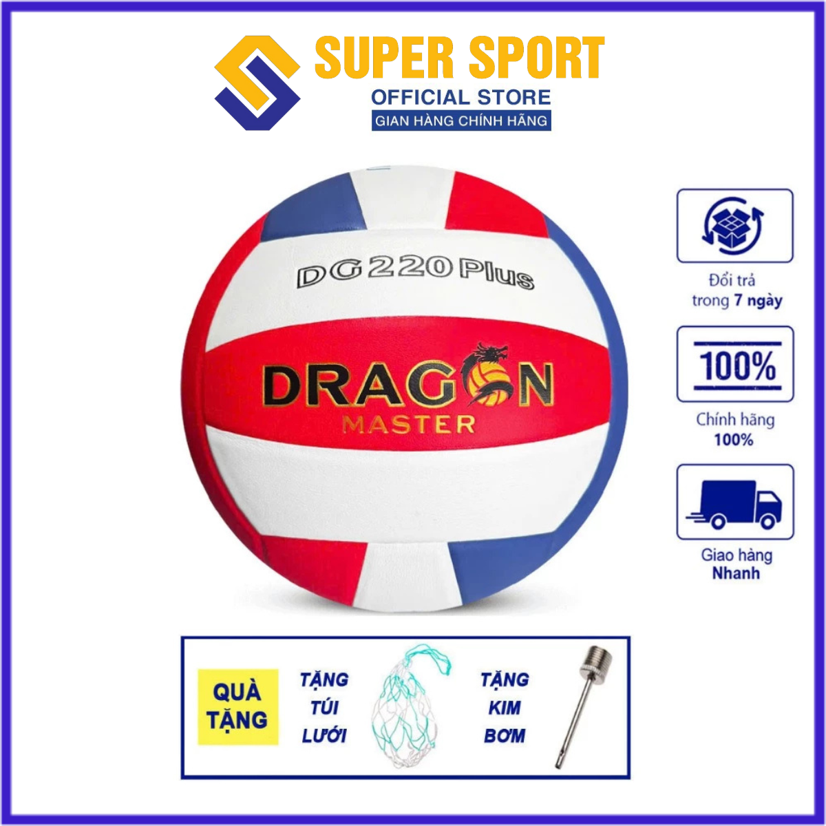 Bóng Chuyền Dragon Master DG220 Plus Chính Hãng Size 5 - Da TPE Êm Tay Phù Hợp Tập Luyện Và Thi Đấu