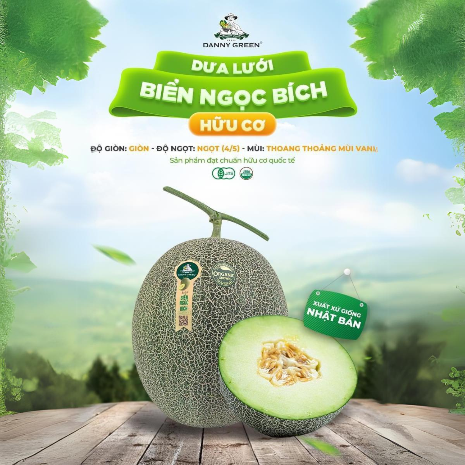 Dưa Lưới Biển Ngọc Bích Hữu Cơ DannyGreen