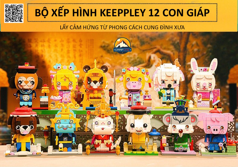 Đồ chơi lắp ghép xếp hình động vật 12 con giáp Hoàng Cung chính hãng Keeppley